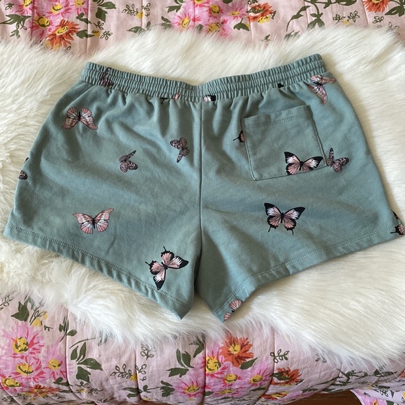 Belle Du Jour Green Drawstring Butterfly Print Shorts XL - Picture 3 of 6